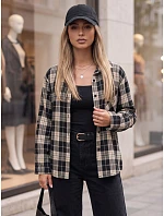 Dámska kockovaná košeľa s bavlnou, čierna, FashionStreet DY0495 Dámska kockovaná košeľa s bavlnou, čierna, FashionStreet DY0495