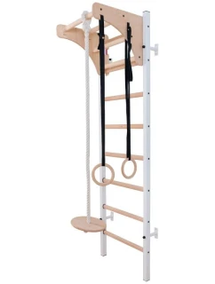 GYMNASTICKÝ STÔL Z DREVA A KOVU S DREVENÝM BAROM A PRÍSLUŠENSTVOM BENCHK 211W A204 detské