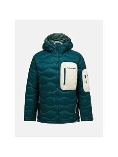 Pánska péřová bunda PEAK PERFORMANCE M Helium Utility Down Hood Jacket, zelená farba