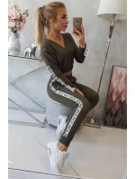 Súprava s ozdobnými khaki stuhami