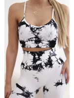 Fitness set top s nastaviteľnými ramienkami + push up legíny biely