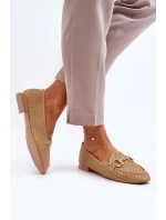Mokasyny Damskie Na Płaskim Obcasie Z Ozdobą Camel Iluvana