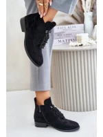 Ocieplane Niskie Botki Z Ozdobą Na Zamek S.Barski HY42-715 Czarne