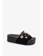 Dámske papuče na platforme s kolíkmi Black Zranesia