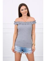 Trblietavá blúzka s volánikmi sivá