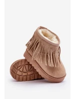 Ocieplane Botki Śniegowce Dziecięce Z Ozdobnymi Frędzlami Beżowe Nimia