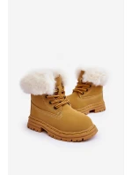Dziecięce Trapery Botki Na Suwak z Futerkiem Camel Gerande