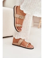 Klapki Damskie Z Klamrami Beżowe Brinella