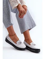 Dámske kožené mokasíny na platforme S.Barski white