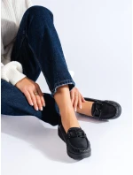 Praktické mokasíny dámske čierne platforma Praktické mokasíny dámske čierne platforma