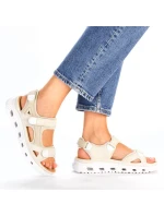 Pohodlné sandále na suchý zips Rieker W RKR691 beige