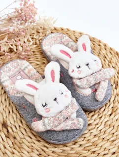 Dziecięce Kapcie Na Grubej Podeszwie Króliczki Szare Dasca