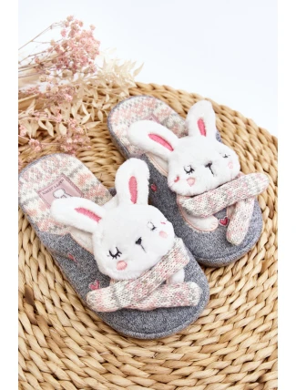 Dziecięce Kapcie Na Grubej Podeszwie Króliczki Szare Dasca