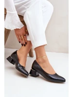 Skórzane Czółenka Lewski 3118 Czarne