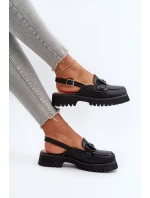 Dámske ploché sandále na podpätku s ozdobou Čierne D&A