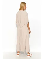 Denné šaty M835 béžové 4XL-5XL - Makadamia