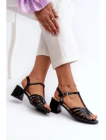 Lakierowane Damskie Sandały Na Obcasie Sergio Leone SK880 Czarne