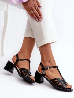 Lakierowane Damskie Sandały Na Obcasie Sergio Leone SK880 Czarne