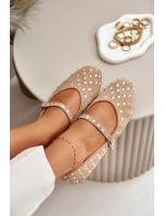 Zdobione Baleriny Z Paskiem Eko Zamszowe Beżowe Tirilissa