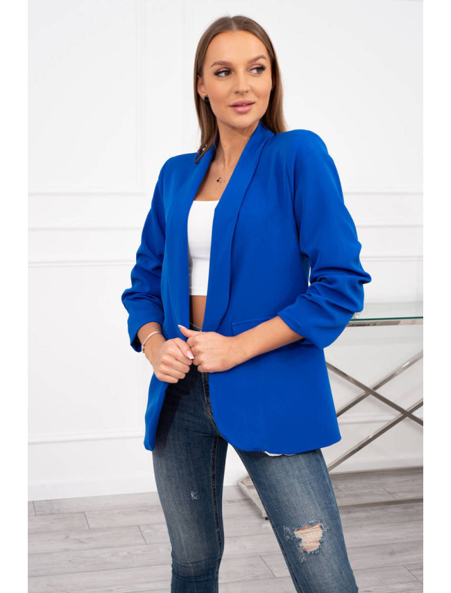 Elegantné sako s klopami fialovo modré