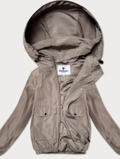 Tmavobéžová krátka dámska bunda s podšívkou Glakate (LU98017#)