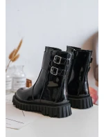 Botki Dziecięce Lakierowane Z Klamrami Czarne Chloraia