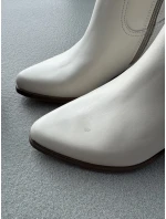 Skórzane Kozaki Przed Kolano Na Słupku Zazoo 3675 Białe