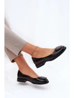 Skórzane Baleriny Z Ozdobą D&A MK51-059 Czarne