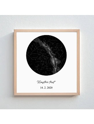 Personalizovaný magický fotorámik – štvorcový 20x20 – hviezdna mapa Personalizovaný magický fotorámik – štvorcový 20x20 – hviezdna mapa