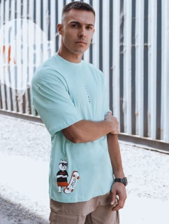 Pánske tyrkysové tričko s potlačou FashionStreet RX5509