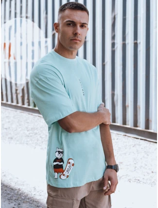 Pánske tyrkysové tričko s potlačou FashionStreet RX5509