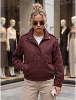 Dámska semišová bunda typu bomber v bordovej farbe FashionStreet TY6066 Dámska semišová bunda typu bomber v bordovej farbe FashionStreet TY6066