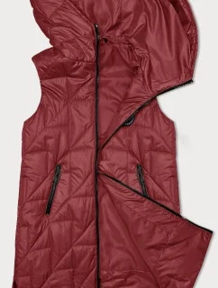 Dámska prešívaná vesta s asymetrickou spodnou časťou S'West červená (B8237-4)