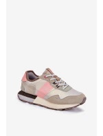Zamszowe Sneakersy Damskie Big Star RR274243 HI-POLY SYSTEM Szaro-Różowe