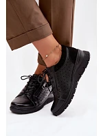 Kožené dámské polobotky na platformě Vinceza 39977 Černé