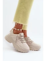 Dámske tenisky na robustnej podrážke s ozdobným šnurovaním béžovej farby Relissa
