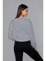 Svetlosivá tenká krátka dámska tepláková mikina (8B938-2) Svetlosivá tenká krátka dámska tepláková mikina (8B938-2)