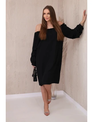 Španielske šaty s ozdobnými rukávmi čierne