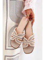 Klasyczne Klapki Damskie Płaskie Beżowe Scazze