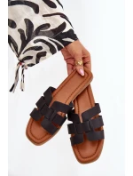 Klapki Damskie Na Płaskim Obcasie Czarne Mirona