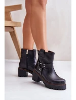 Damskie Skórzane Botki Na Zamek Lewski 3435 Czarne