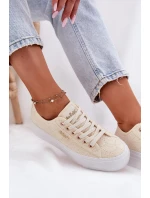 Trampki Damskie Z Koronką Lee Cooper LCW-25-31-3440L Beżowe