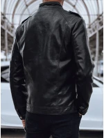 Pánska kožená bunda čierna FashionStreet TX4714