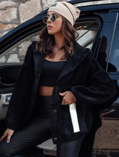 NANCY dámska alpaková bunda s kapucňou čierna FashionStreet NY0693