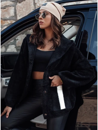 NANCY dámska alpaková bunda s kapucňou čierna FashionStreet NY0693