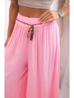 Dámske viskózové nohavice so širokými nohavicami candy pink