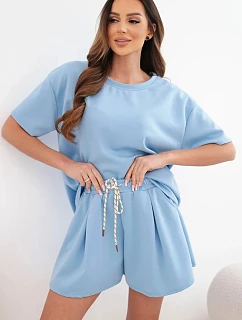 Dámsky viskózový maslový set s krátkym rukávom, nohavicami a rozšírenými nohavicami v mätovej farbe