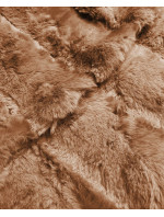 Svetlo hnedá dlhá kožušinové vesta a kapucňou (BR9745-12)