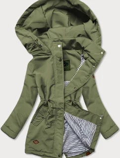 Dámska bunda v khaki farbe s kapucňou (CAN-563)