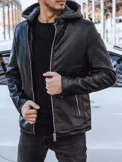 Pánska kožená bunda čierna FashionStreet TX4277